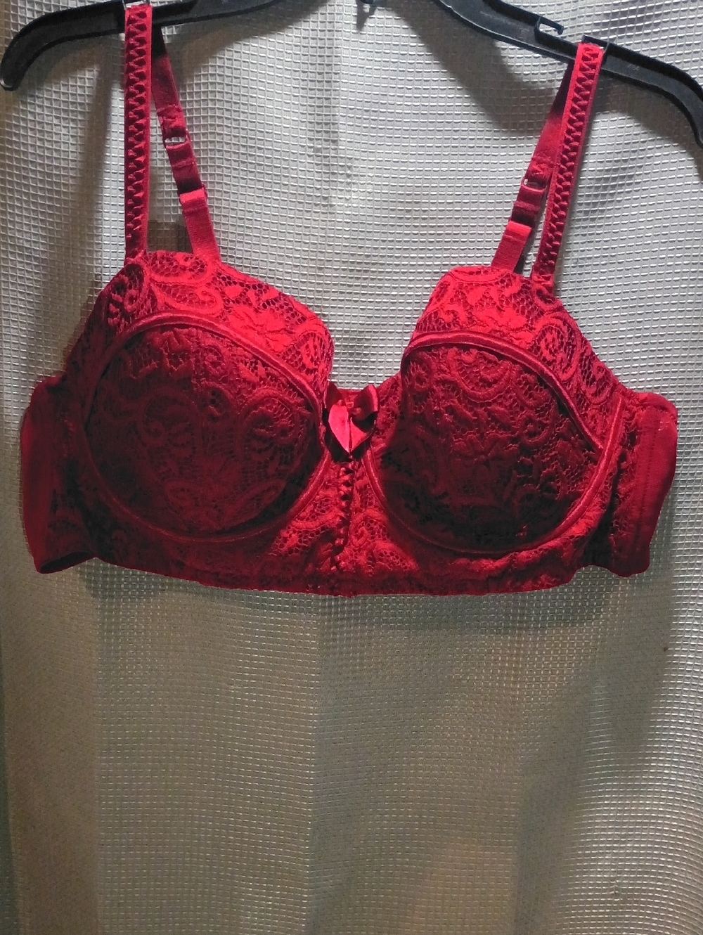 Adore Me Red Lace Underwire Bra with Adjustable Straps